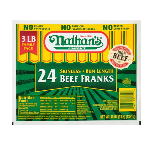 Nathan's Bun Length All beef 24ct