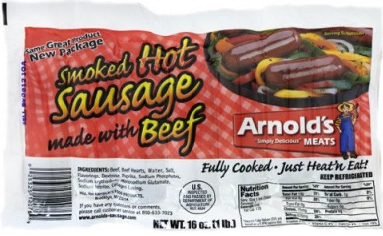 Arnolds Smoked Hot Beef Sausages 16oz