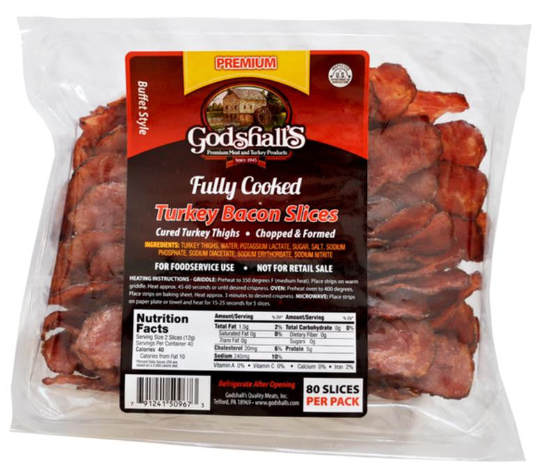Godshalls Sliced Natural Turkey Bacon 80ct