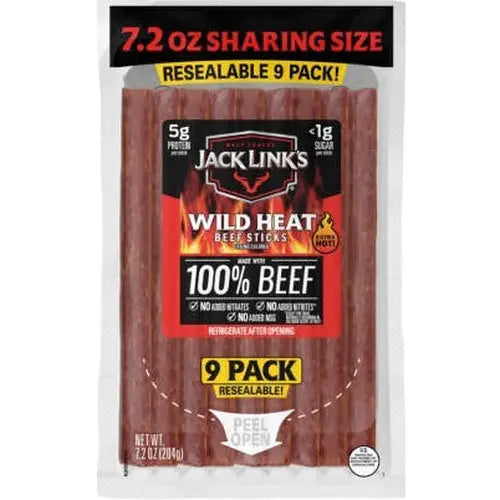 Jack Links Wild Heat Beef Sticks, 9pk 7.2oz