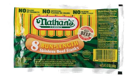 Nathans Bun Length Beef Hot Dogs