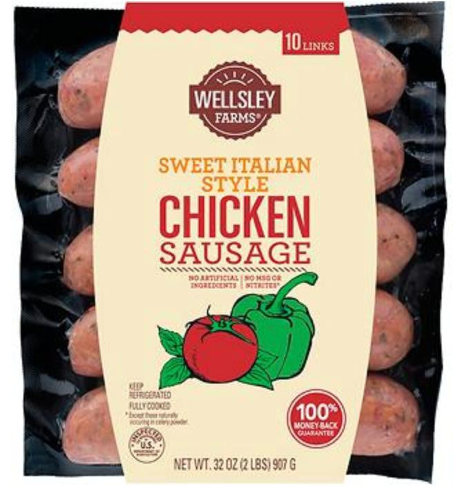 Wellsley Farms Sweet Italian Style Chicken Sausage, 32 oz