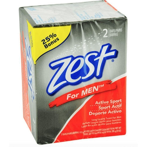 Zest for Men Active Sport Soap, 2-Bar